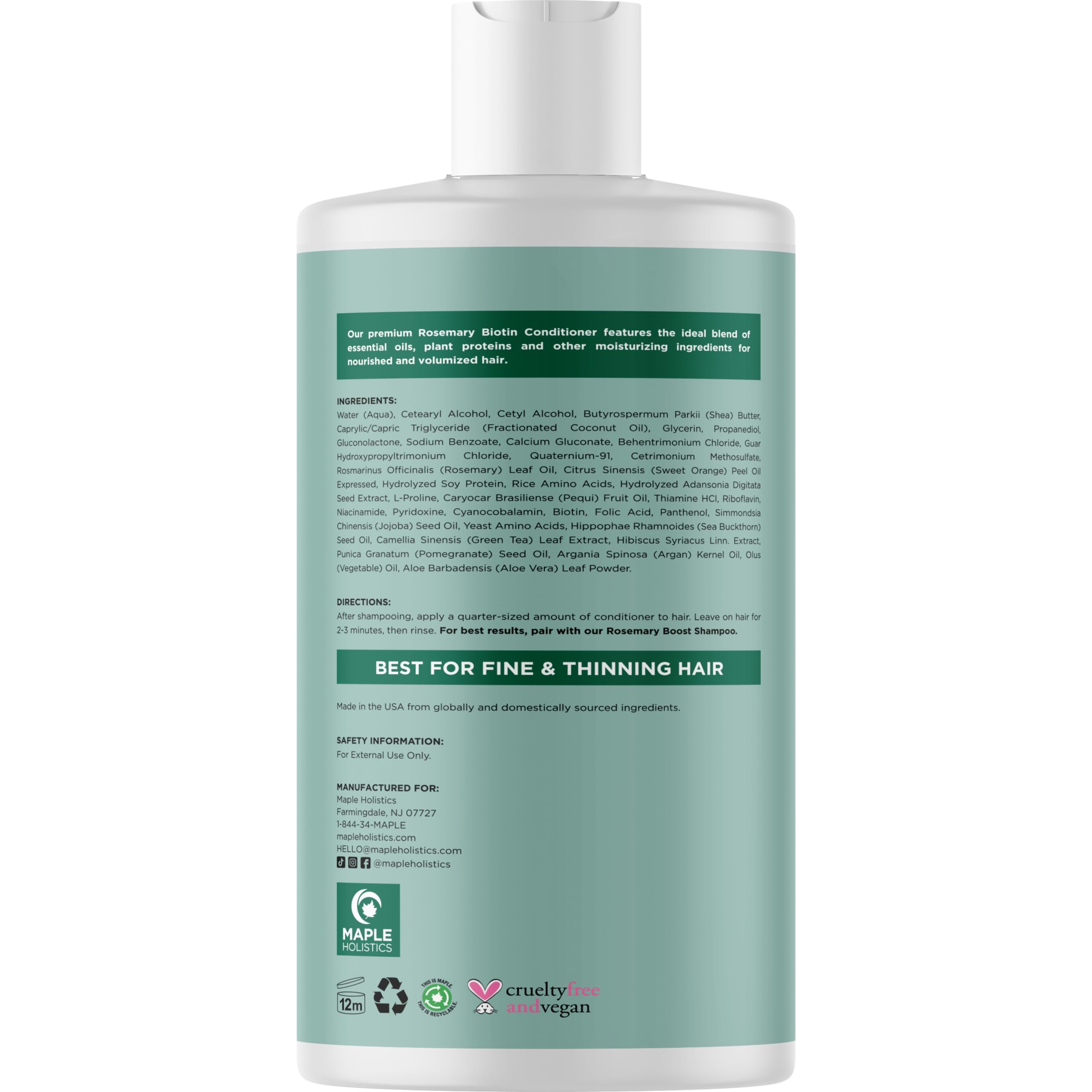 Maple Holistics conditioner on hand shows creamy, moisturizing texture.