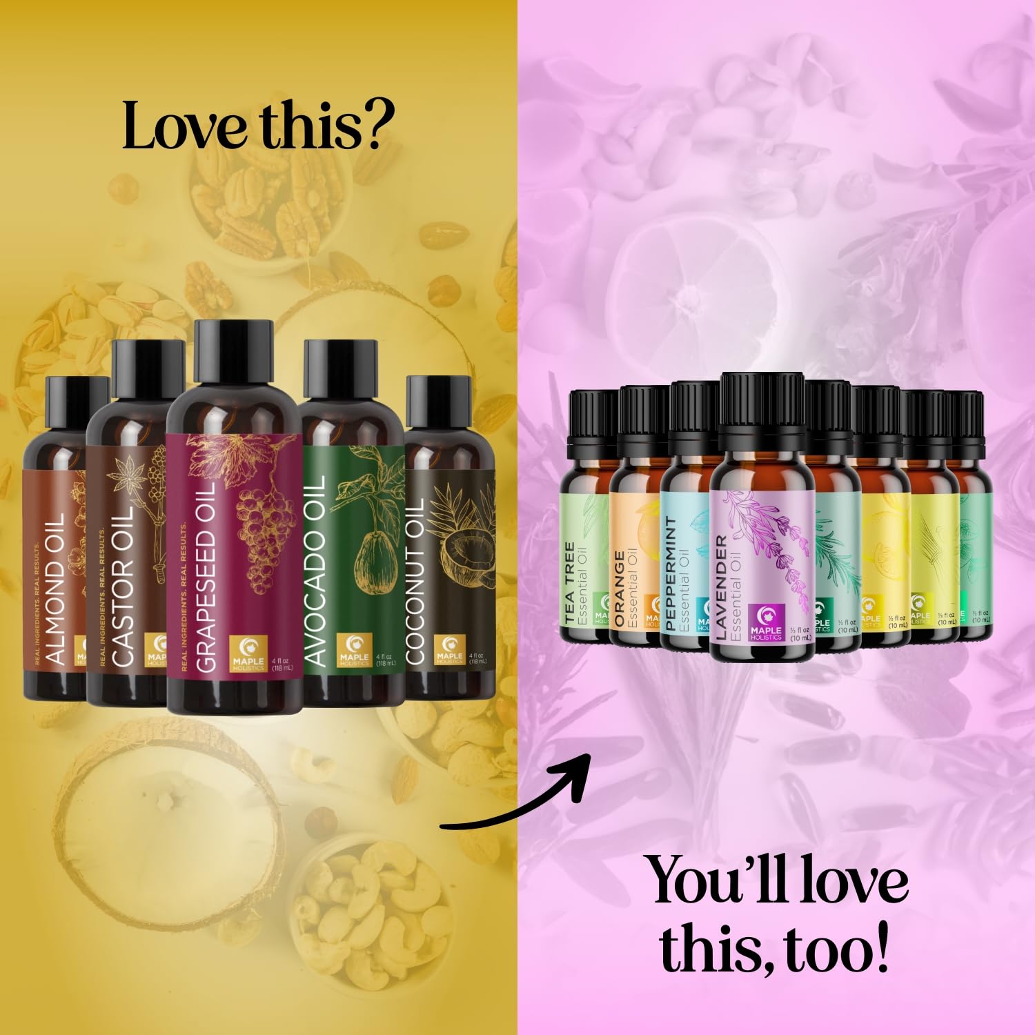 Maple Holistics castor oil bottle for scalp hydration and glossy hair