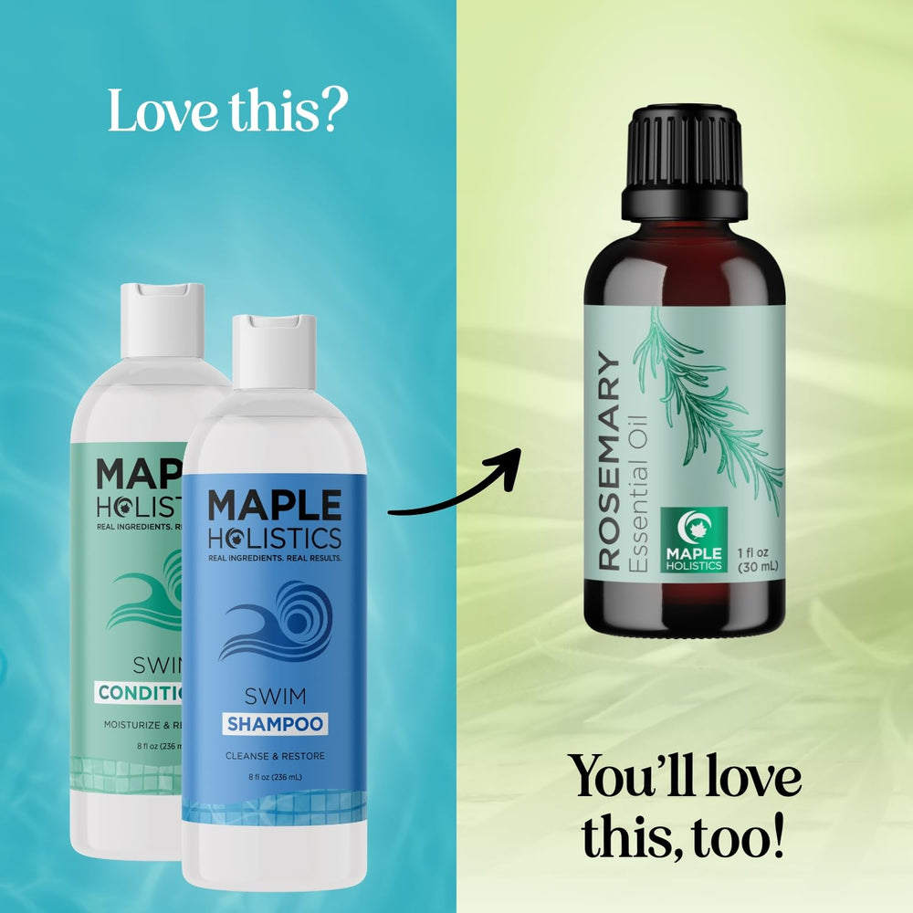 Maple Holistics chlorine removal shampoo splash illustrates deep cleanse after pool exposure