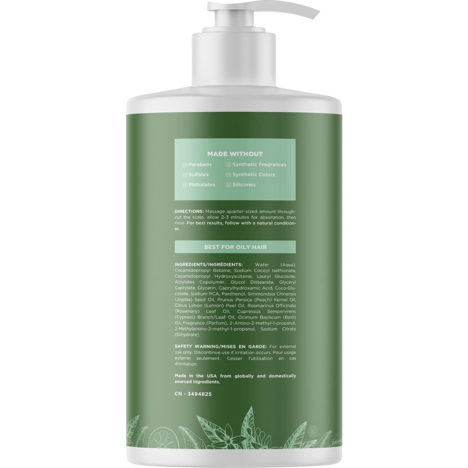 Maple Holistics clarifying shampoo pump creates rich lather for cleansing.