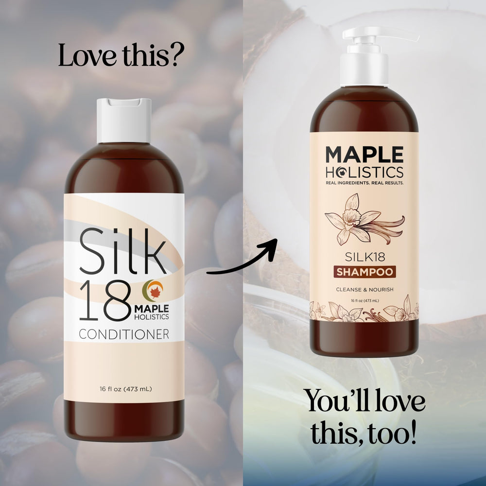 Maple Holistics color-treated hair conditioner proving color-safe formula on dyed hair.