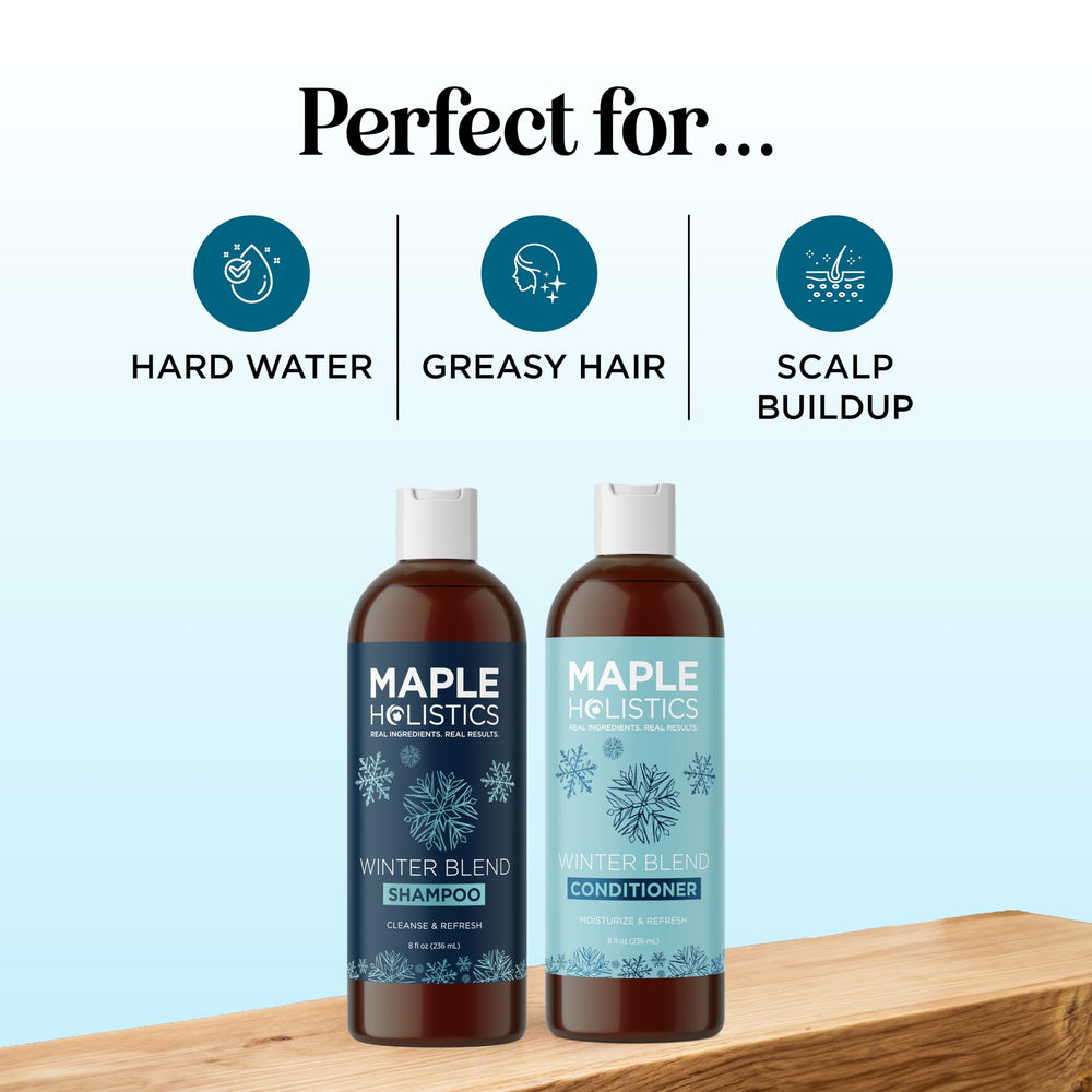Maple Holistics conditioner closeup shows smoothing for softer, manageable hair.