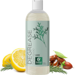 Maple Holistics Degrease Shampoo bottle with rich lather for clarified hair.