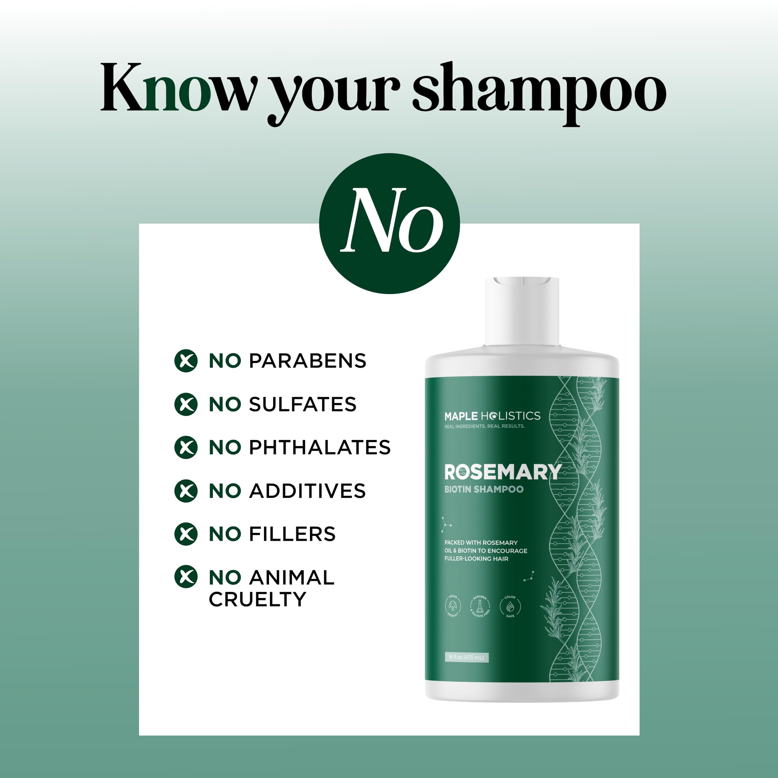 Maple Holistics free-from sulfates silicone parabens banner on packaging