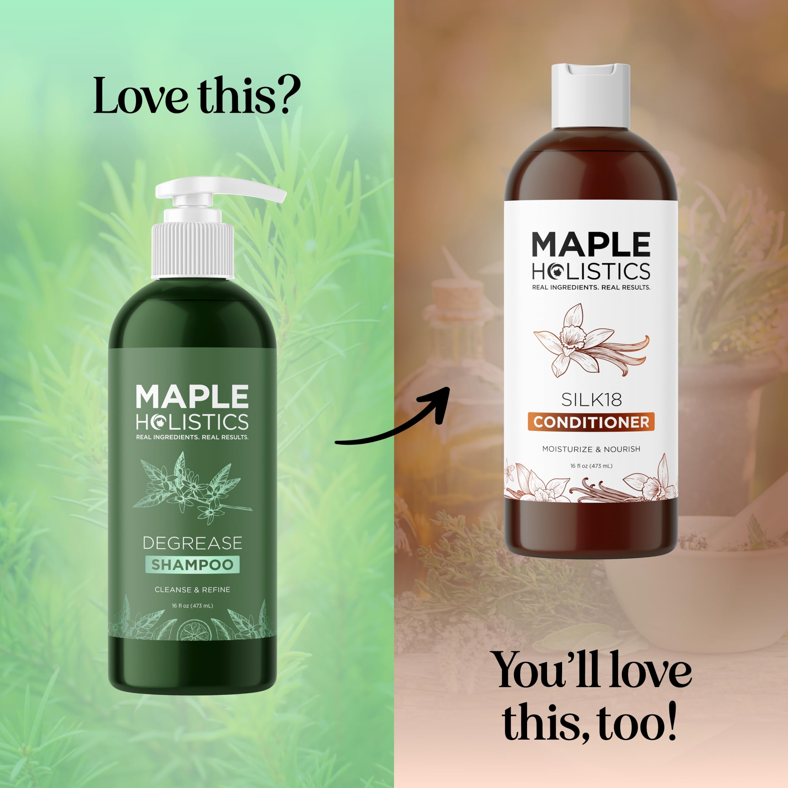 Maple Holistics cleansing scene showing refreshed hair and scalp.