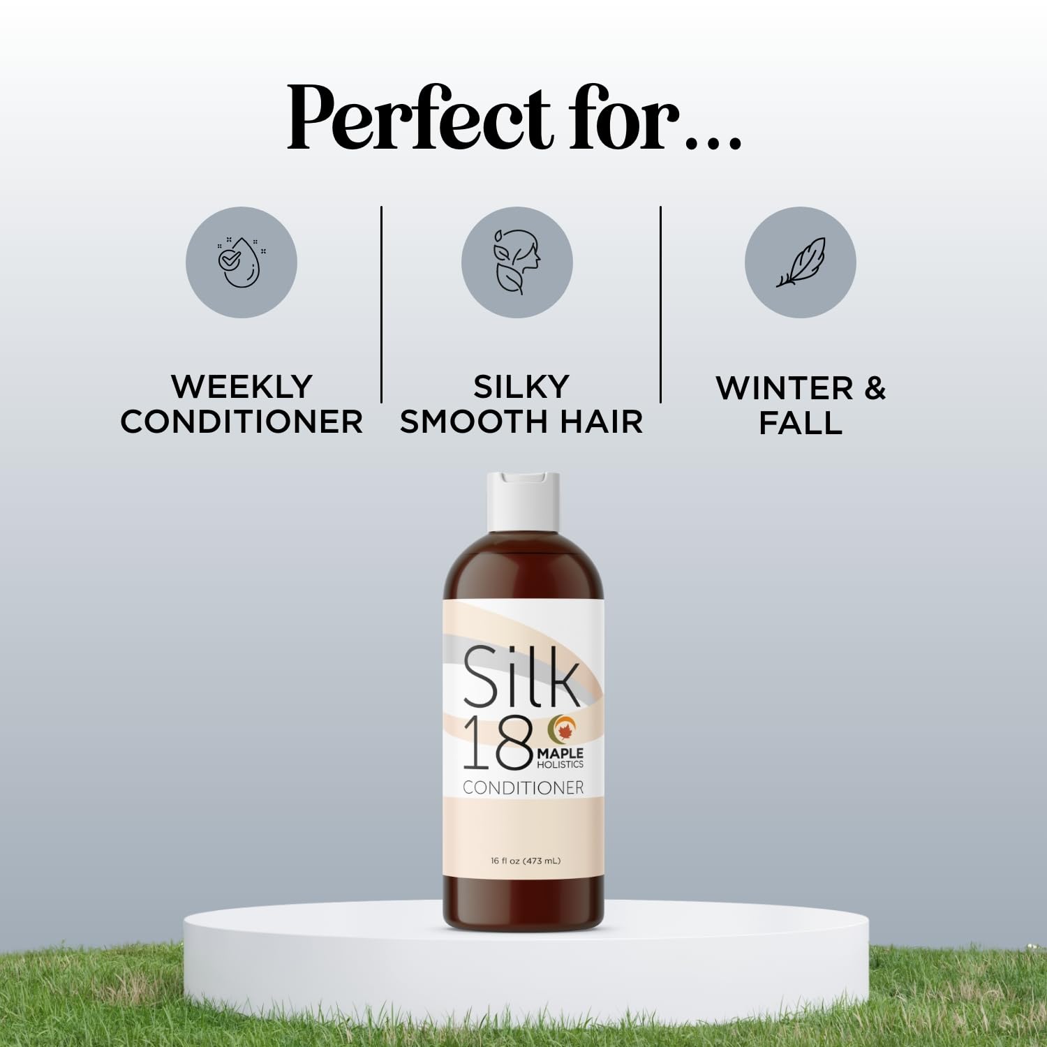 Maple Holistics application steps image showing how to apply conditioner for frizz control.