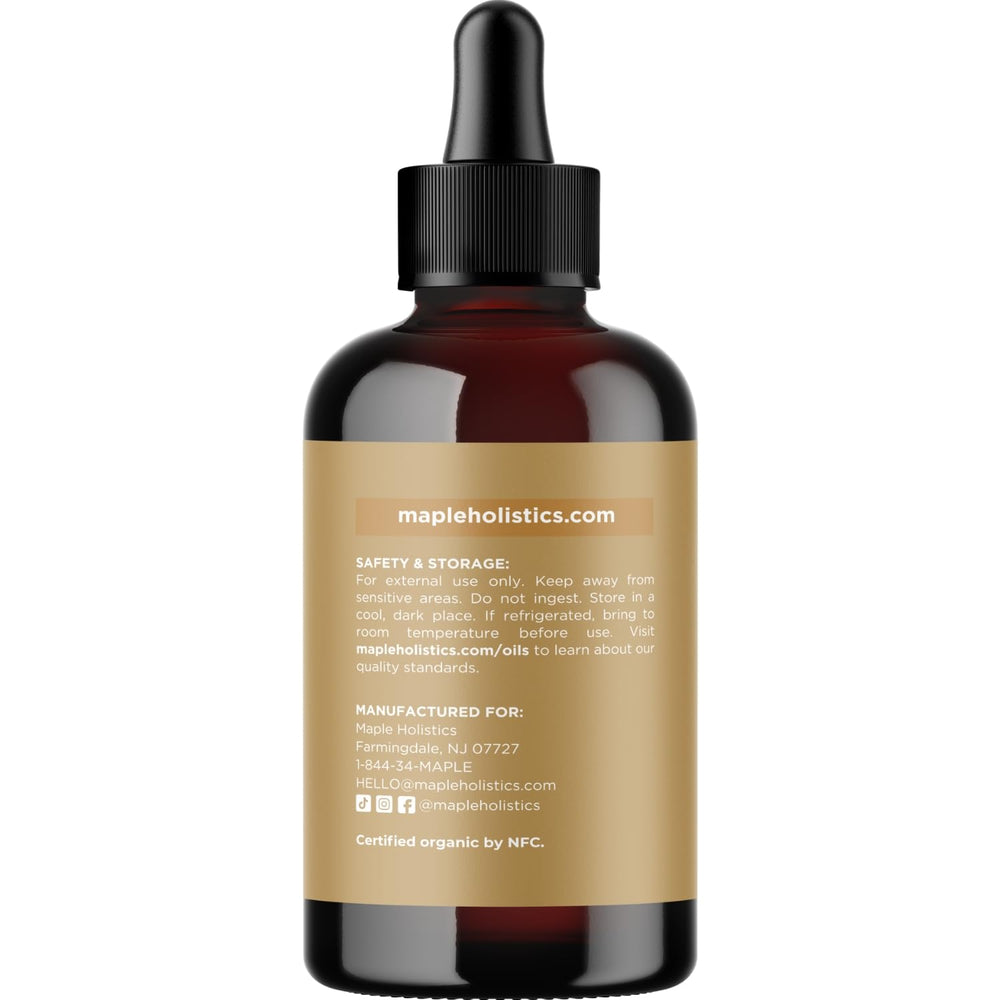 Maple Holistics jojoba oil on hair reveals hydration for shine and manageability