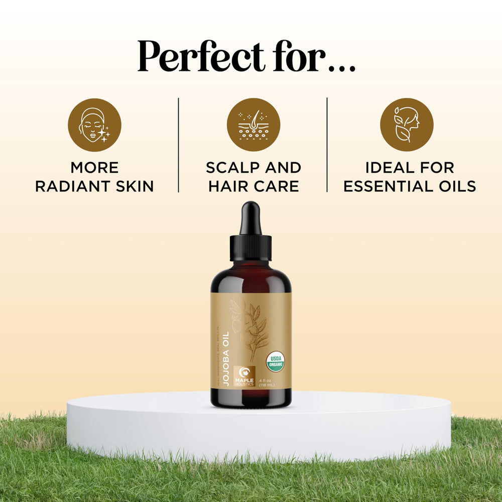 Maple Holistics jojoba oil on skin demonstrates lightweight moisturization for daily care