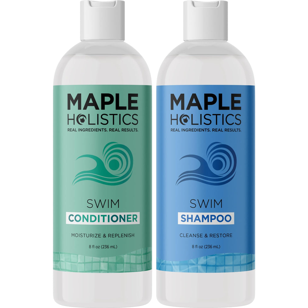 Maple Holistics kids and adults swim care image reflects family-friendly hair protection