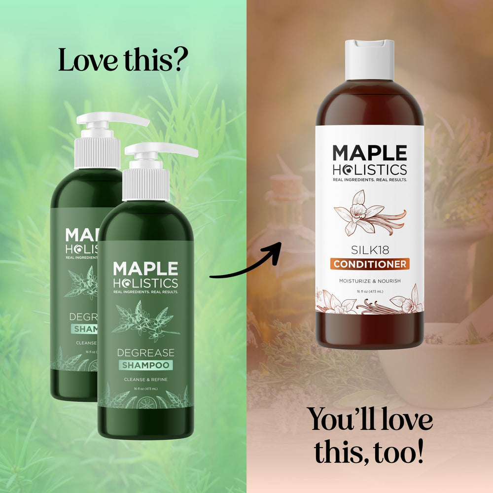 Maple Holistics oily-hair-closeup shows scalp cleansing effect
