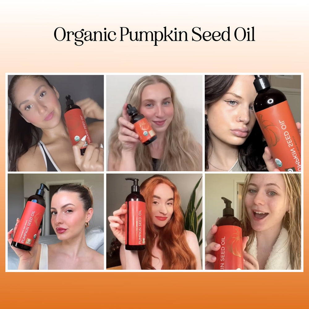 Maple Holistics Pumpkin Seed Oil bottle helping hair volume.