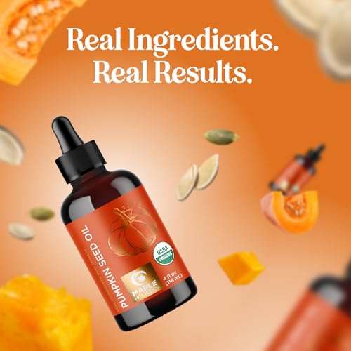 Maple Holistics pumpkin seed oil packaging detail underscores trusted organic certification