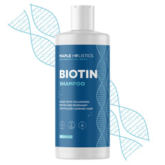 Maple Holistics Rosemary and Biotin Shampoo bottle front, vegan volumizing formula for thinning hair