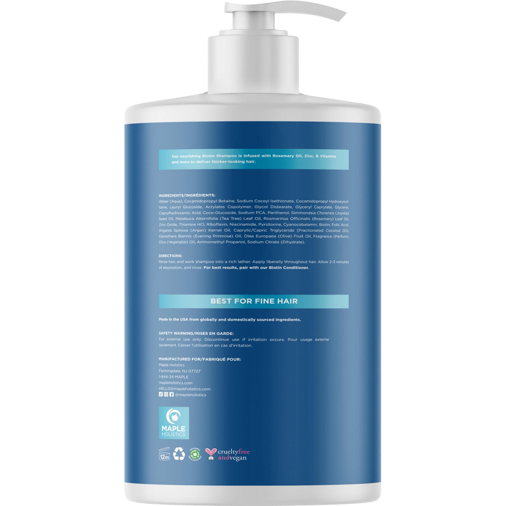 Maple Holistics Rosemary and Biotin Shampoo for fine hair with lightweight formula.