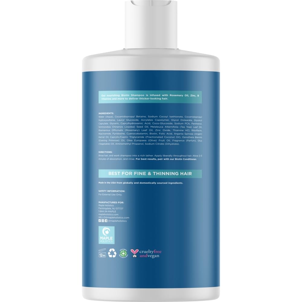 Maple Holistics rosemary-biotin-shampoo-scalp-care supports a healthier-feel scalp during washes.