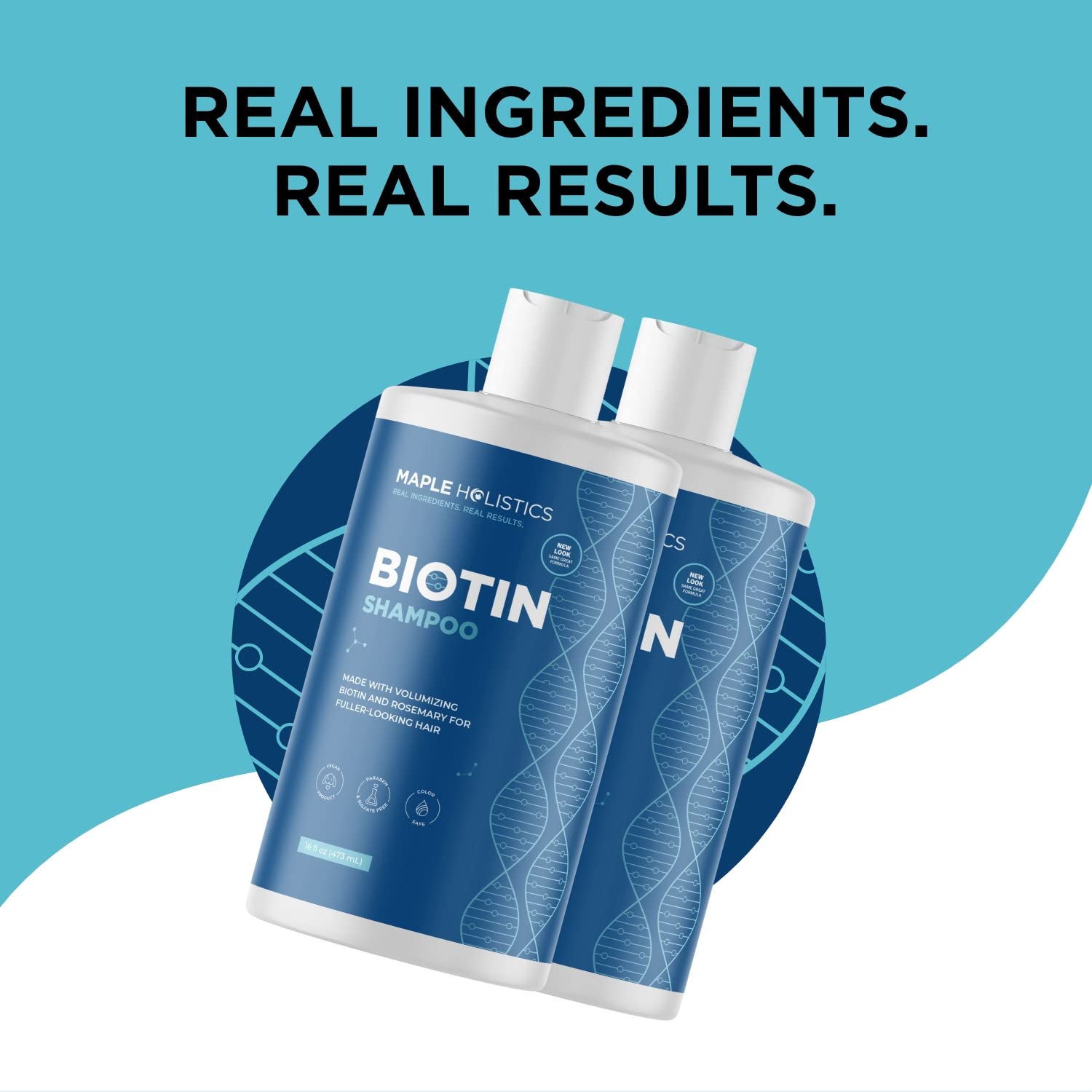 Vanity shot conveys premium, sulfate-free hair care from Maple Holistics