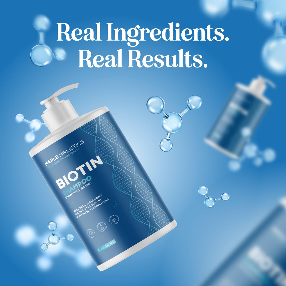 Maple Holistics Rosemary and Biotin Shampoo vegan formula ready for routine.