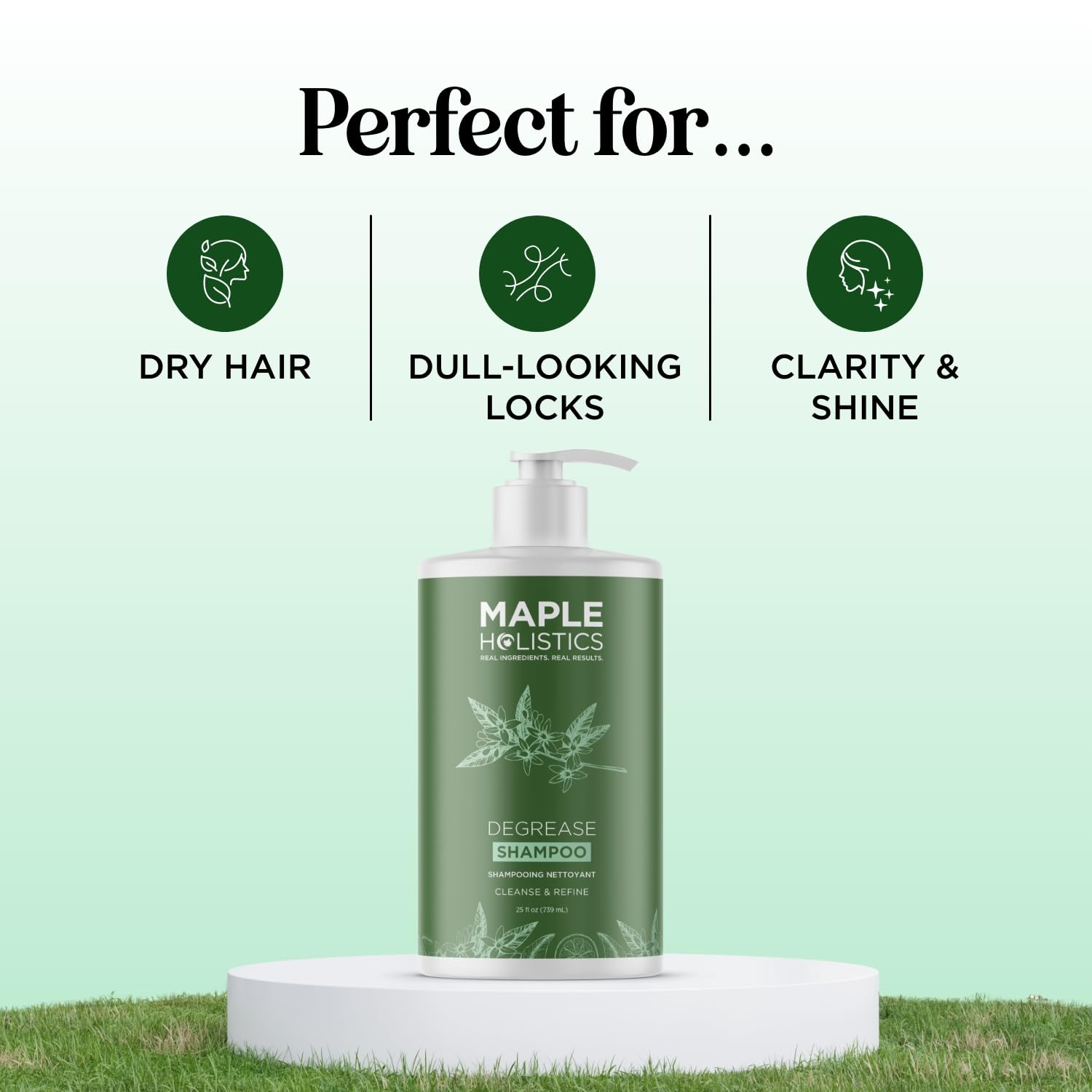 Maple Holistics rosemary-oil clarifying image highlights scalp refreshment.