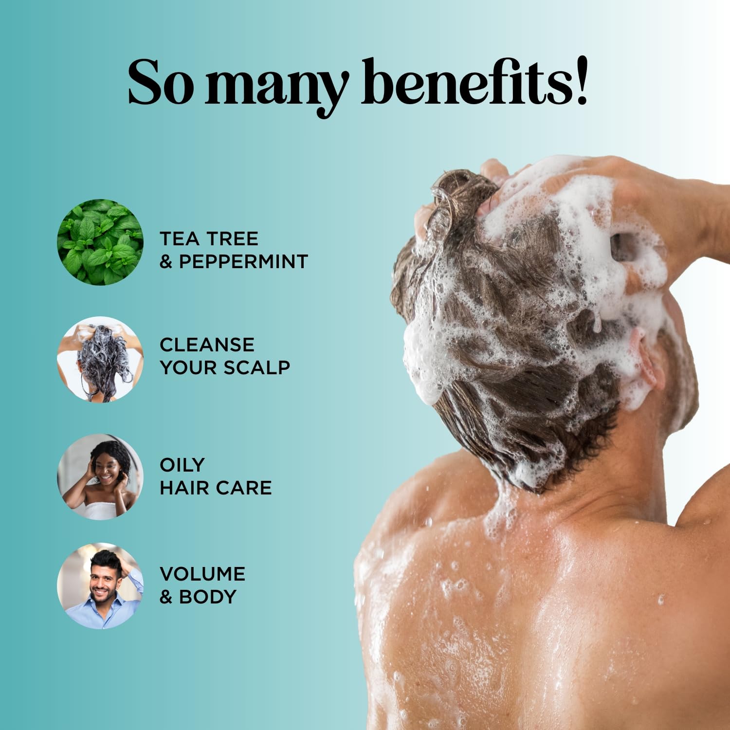 Maple Holistics shampoo ingredients list featuring rosemary and tea tree oils for cleansing.