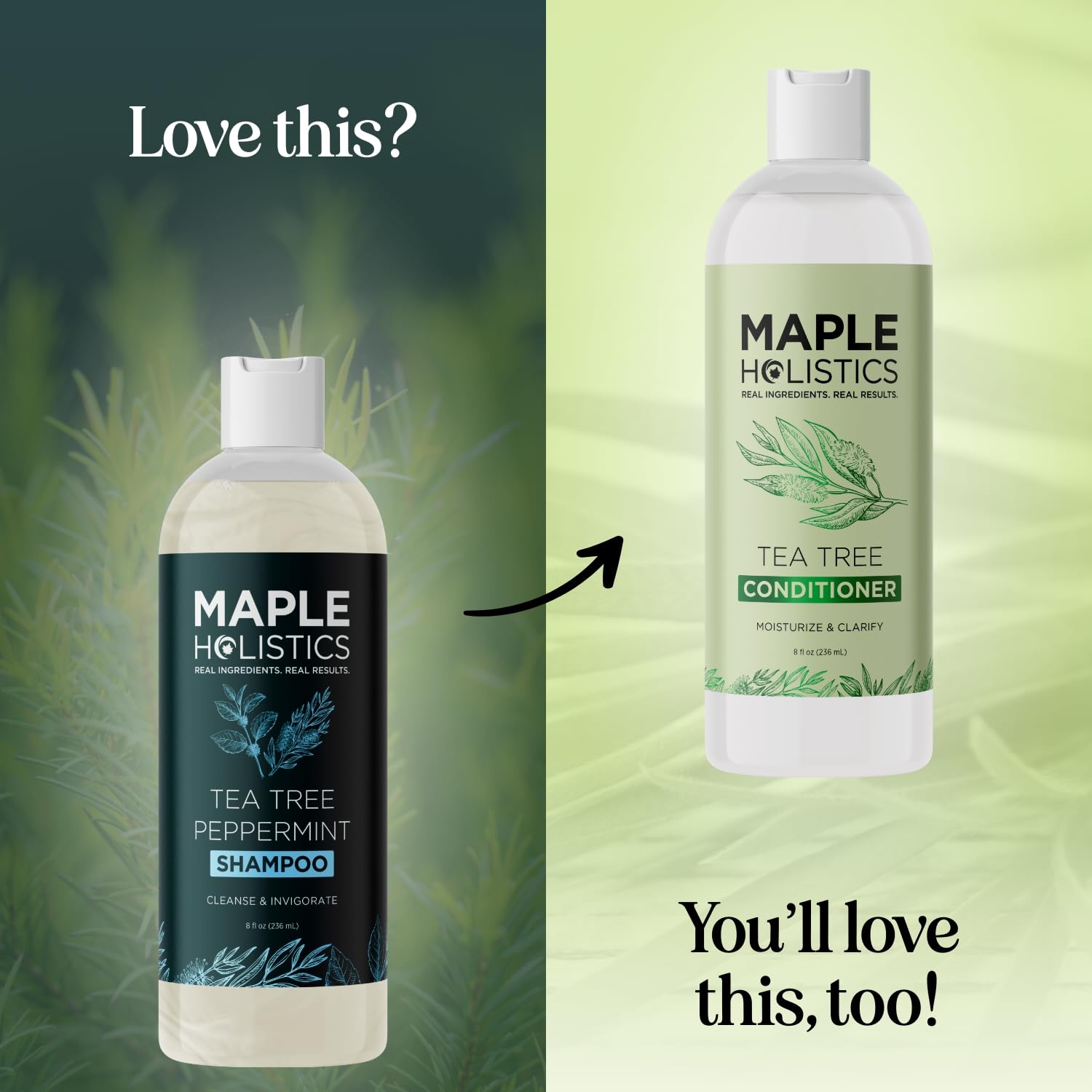 Maple Holistics shampoo scent profile suggesting refreshing peppermint tea tree notes.