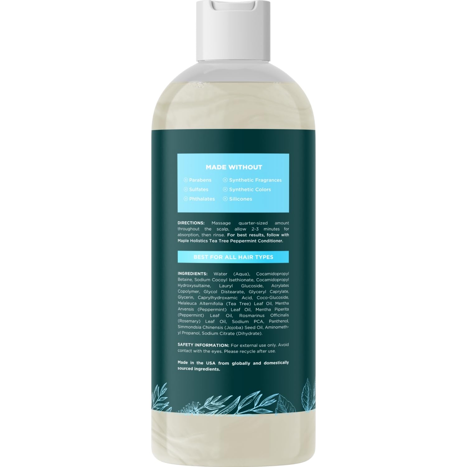 Maple Holistics tea tree oil drops highlight cooling peppermint touch on the scalp