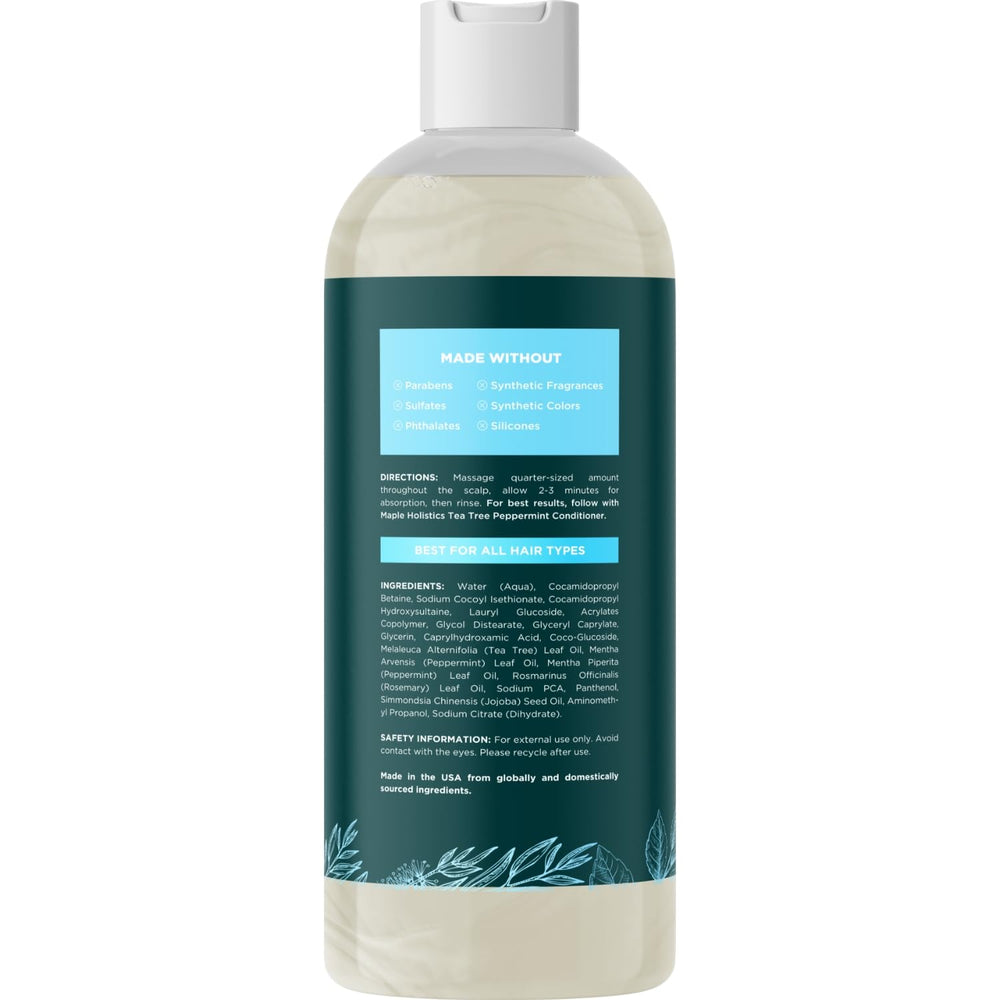 Maple Holistics tea tree oil drops highlight cooling peppermint touch on the scalp