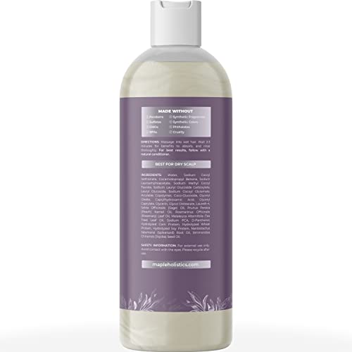 Maple Holistics Sage and Rosemary Shampoo label emphasizes natural essential oils.