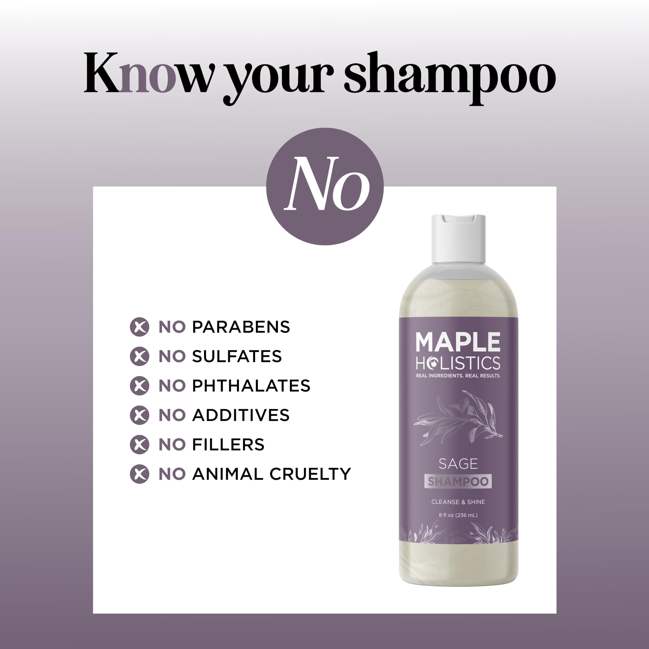 Maple Holistics Sage and Rosemary Shampoo oily hair cleanse imagery conveys build-up removal.