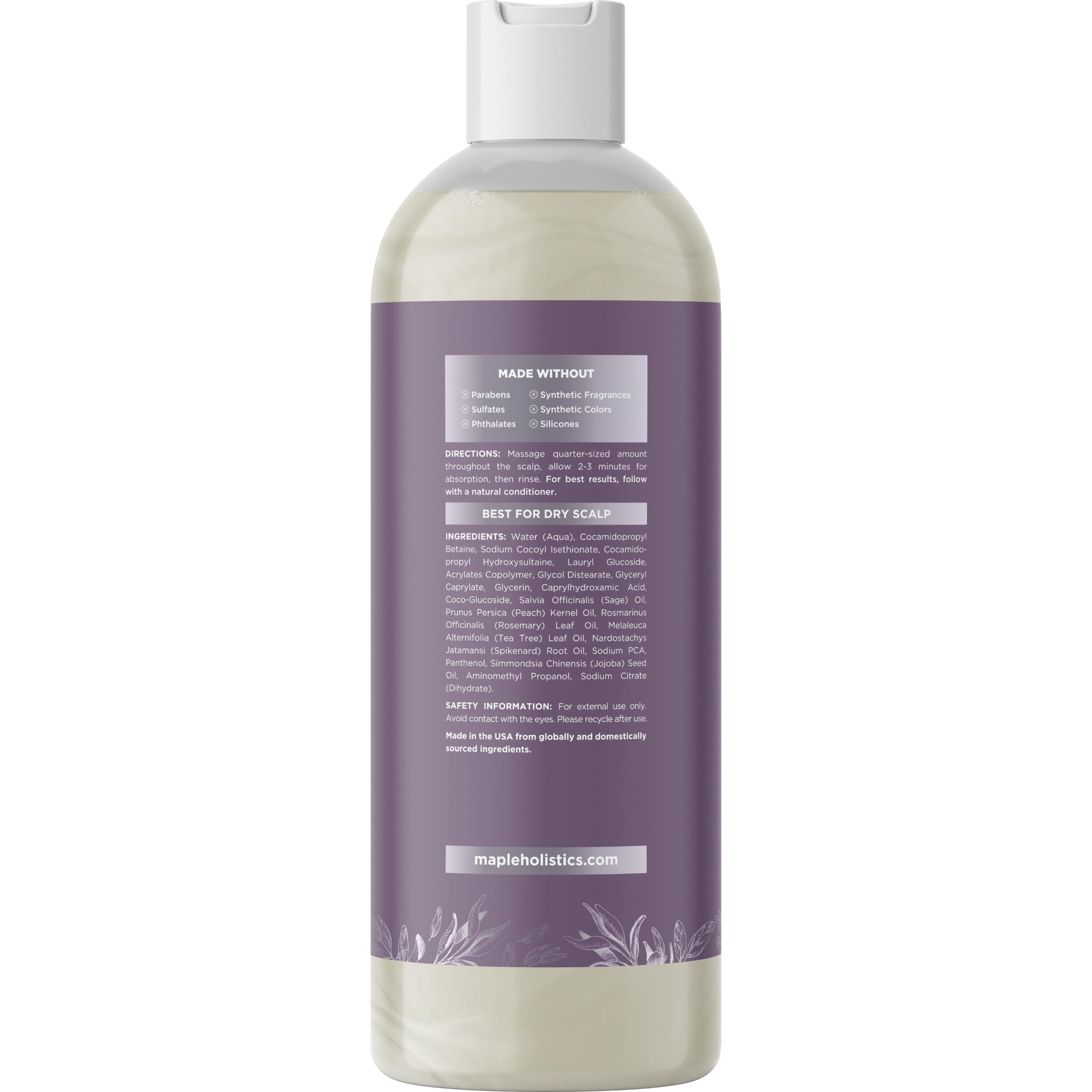 Maple Holistics Sage and Rosemary Shampoo sage leaves closeup communicates natural ingredients.