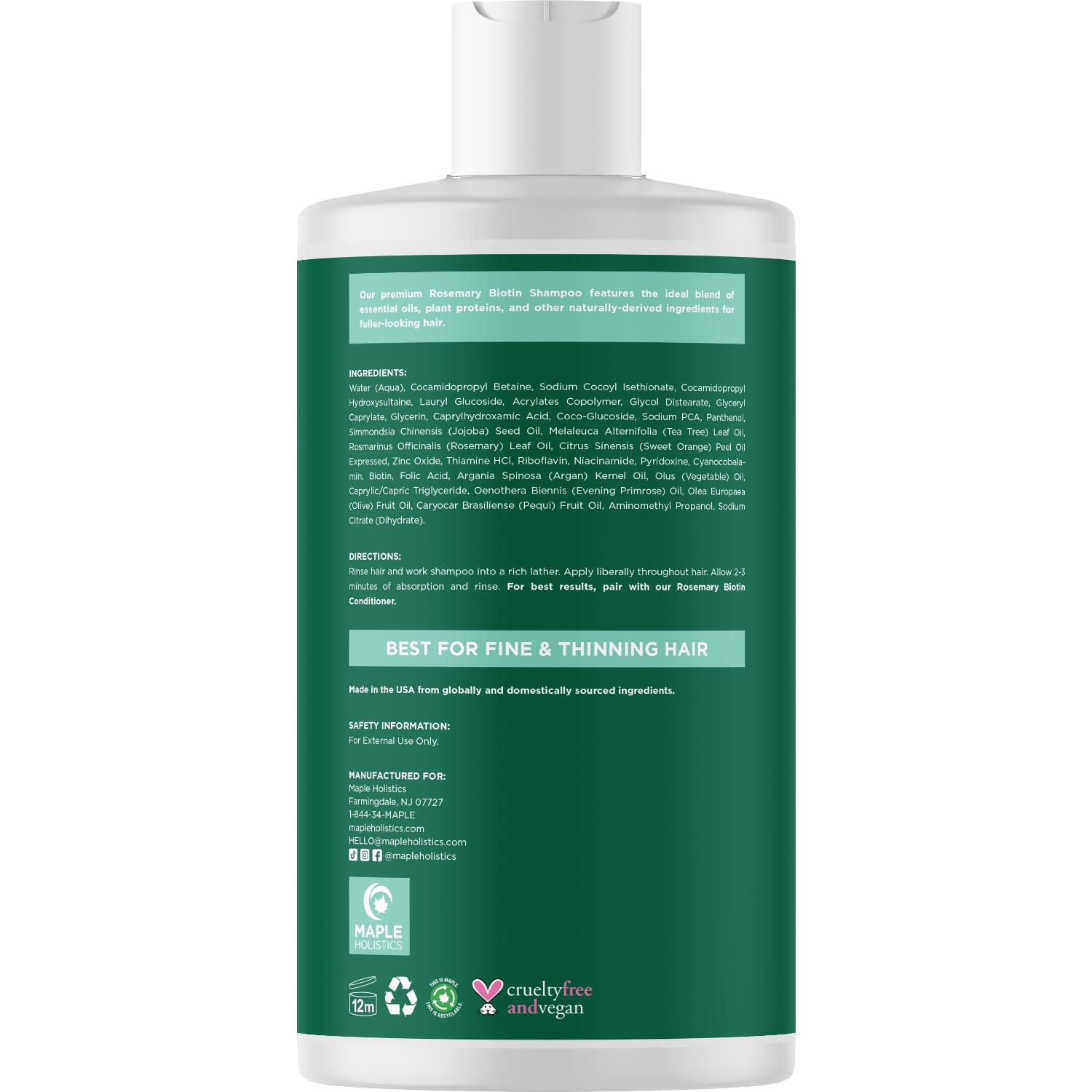 Maple Holistics shampoo foam close-up showing gentle cleansing for thinning hair