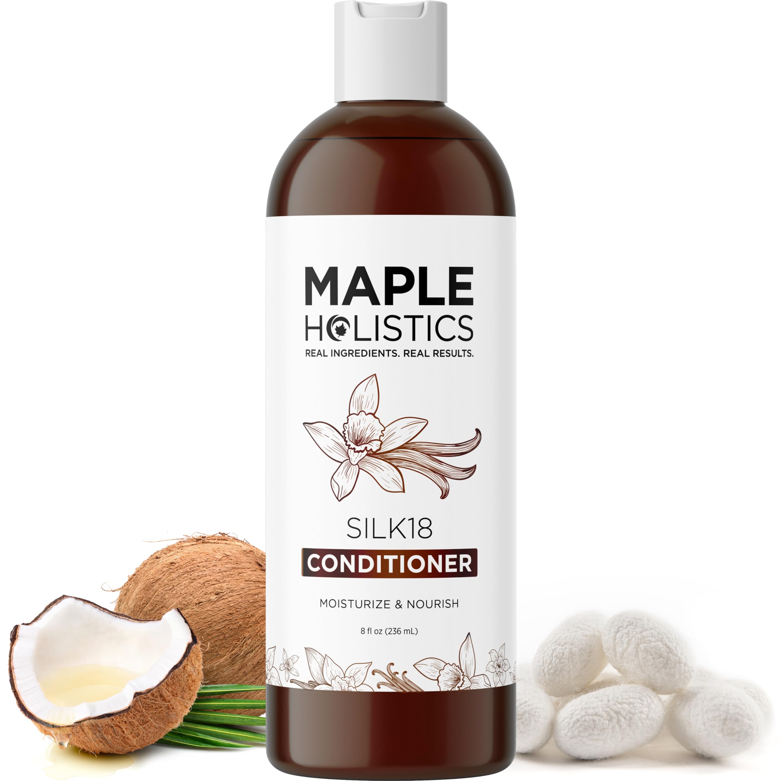 Maple Holistics Silk Protein Conditioner bottle for damaged hair moisture boost
