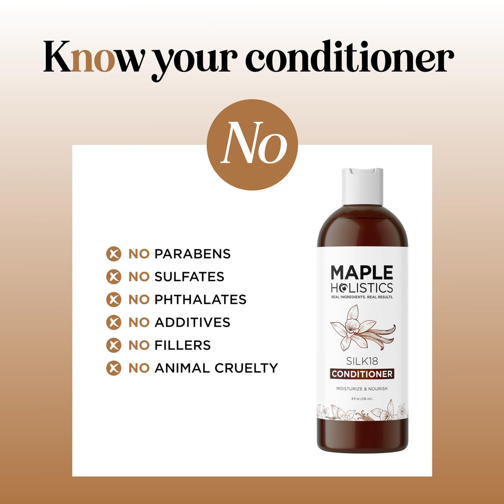Maple Holistics Silk Protein Conditioner icon set featuring argan oil