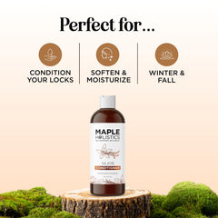 Maple Holistics Silk18 conditioner jar highlighting vanilla aroma for a spa-like routine