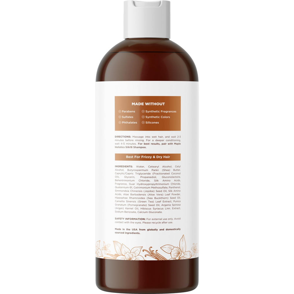 Maple Holistics Silk18 curly-hair shot showing defined, frizz-controlled curls