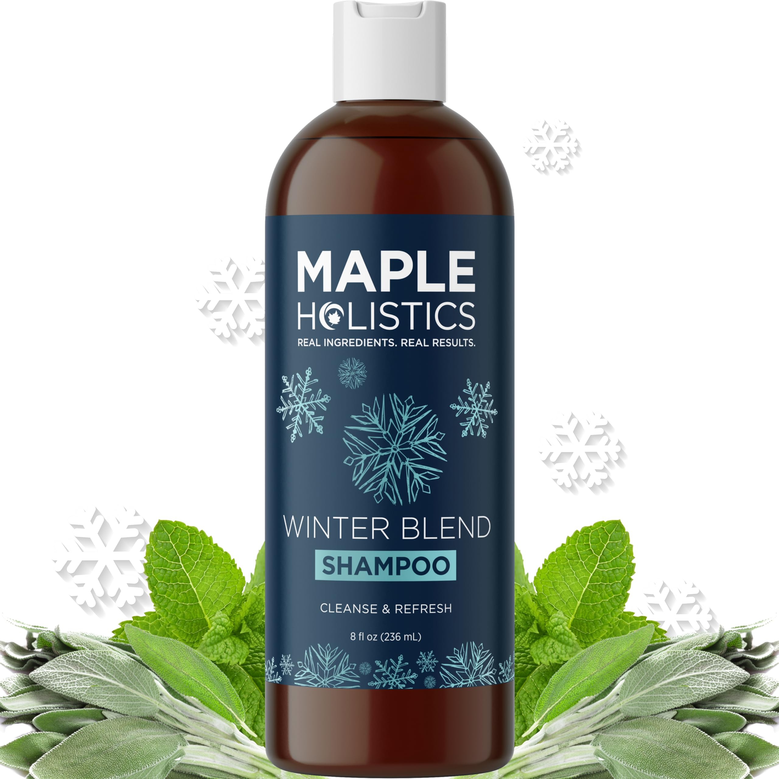 Maple Holistics sulfate-free hard water shampoo bottle promotes refreshing cleanse.
