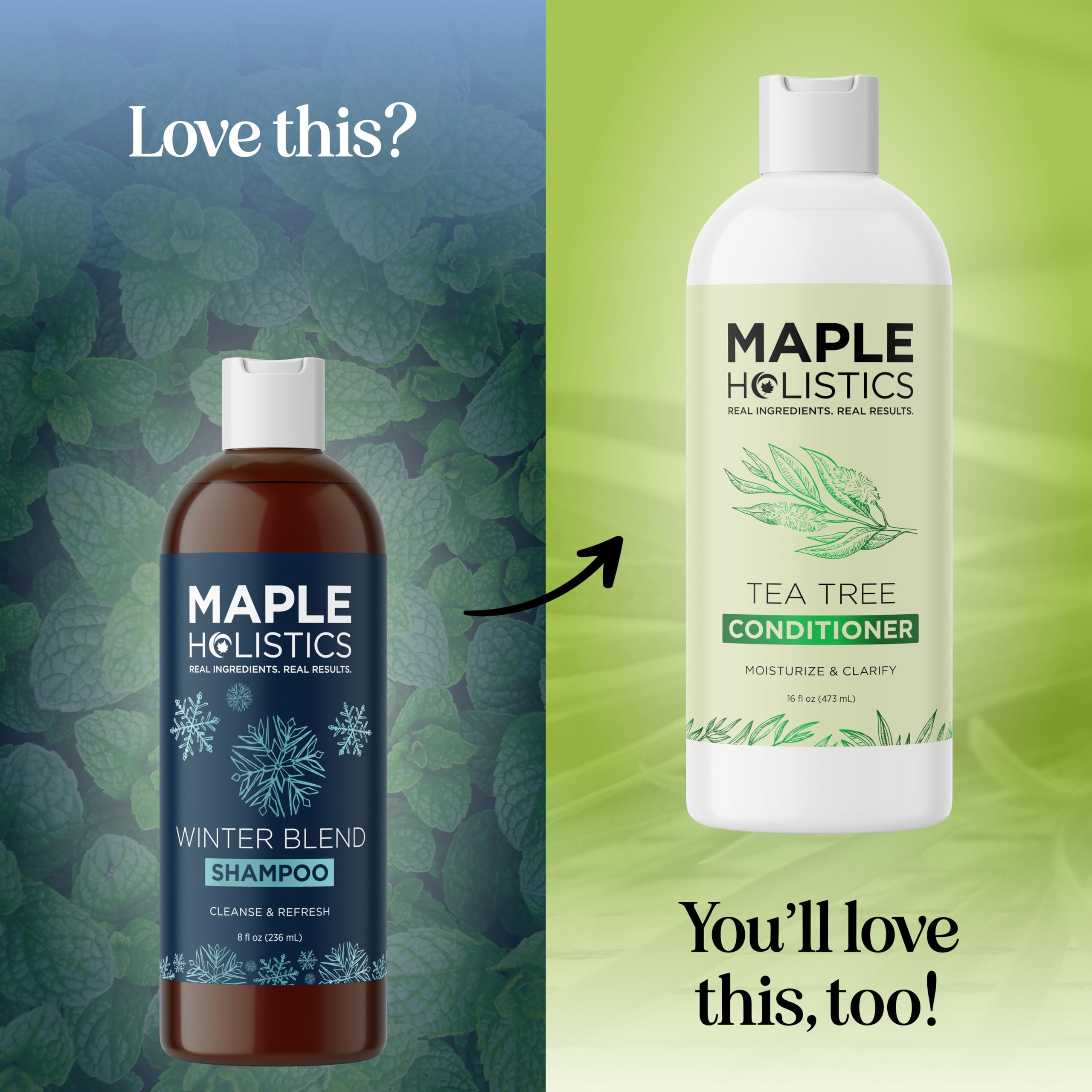 Maple Holistics bottle with shine result after use.