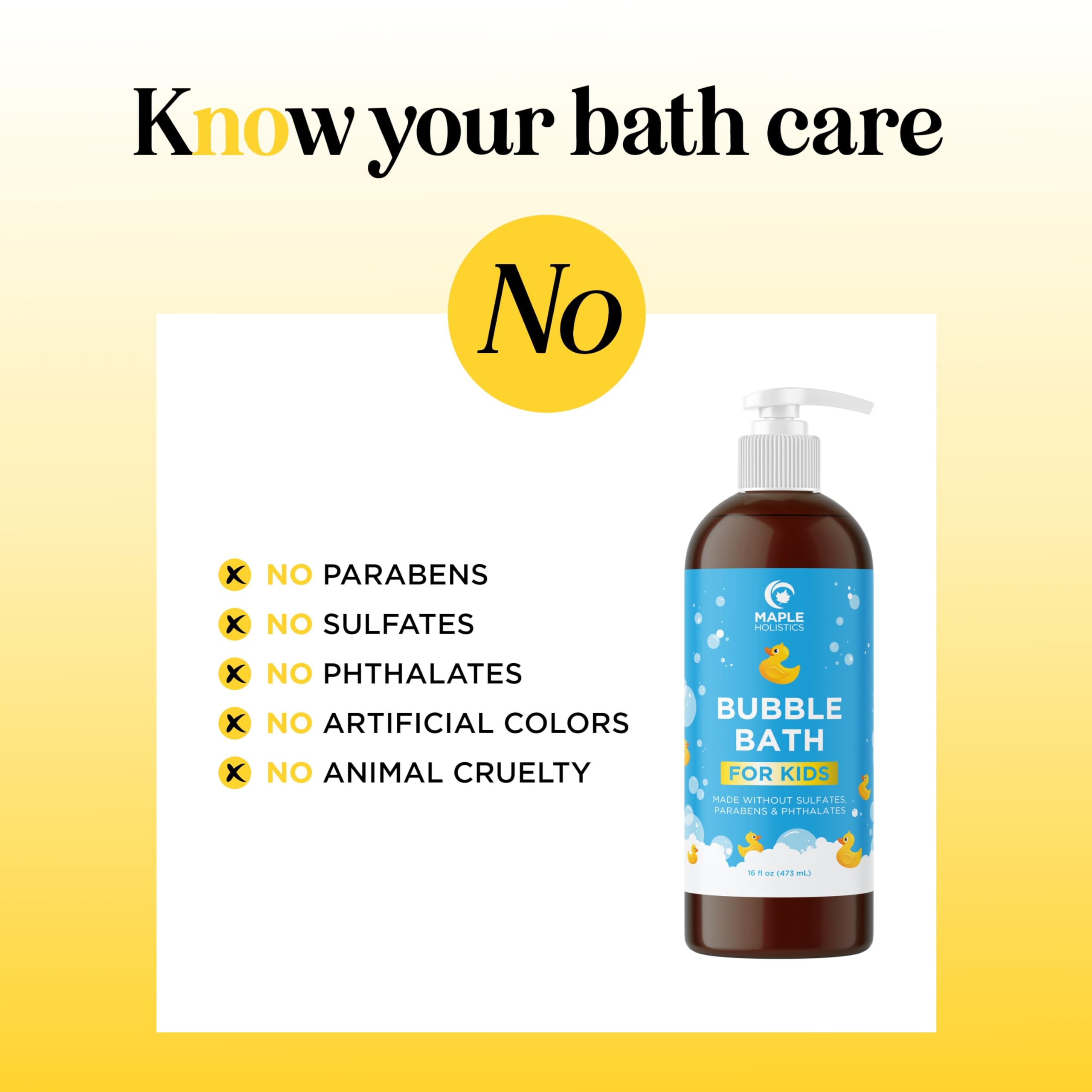 Maple Holistics foamy-appearance image showcases luxurious bubbles for kids