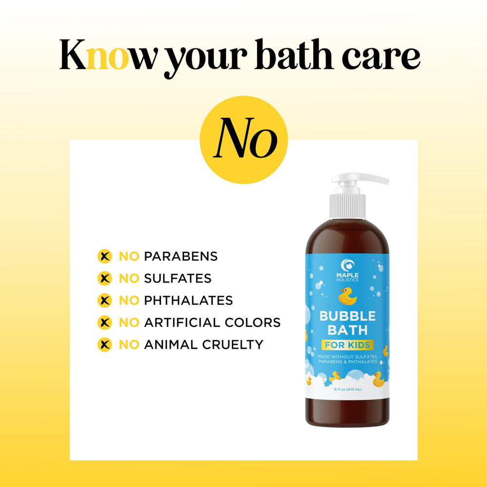 Maple Holistics foamy-appearance image showcases luxurious bubbles for kids