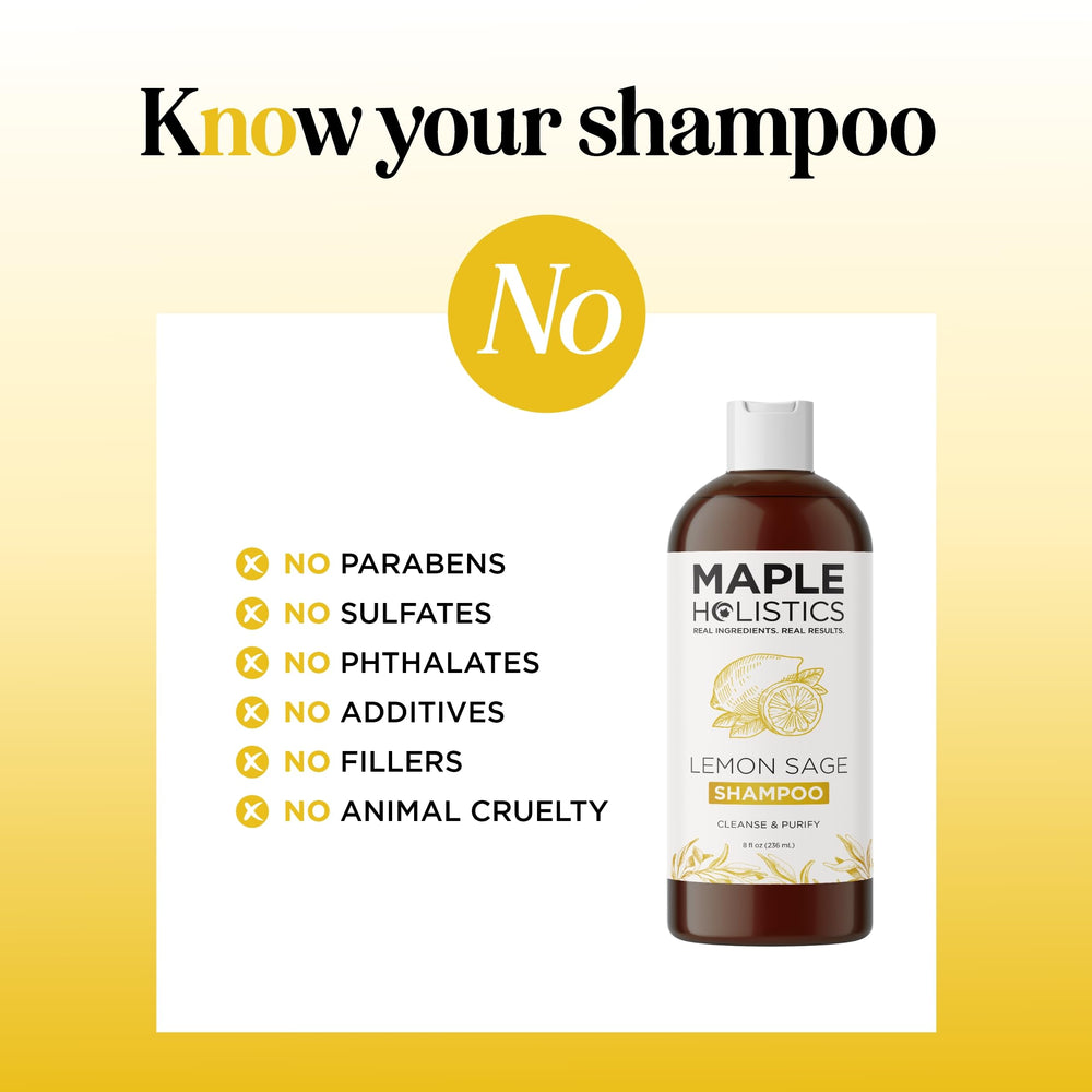 Maple Holistics hair-benefits-bottle implies gentle, natural cleansing for healthy-looking hair