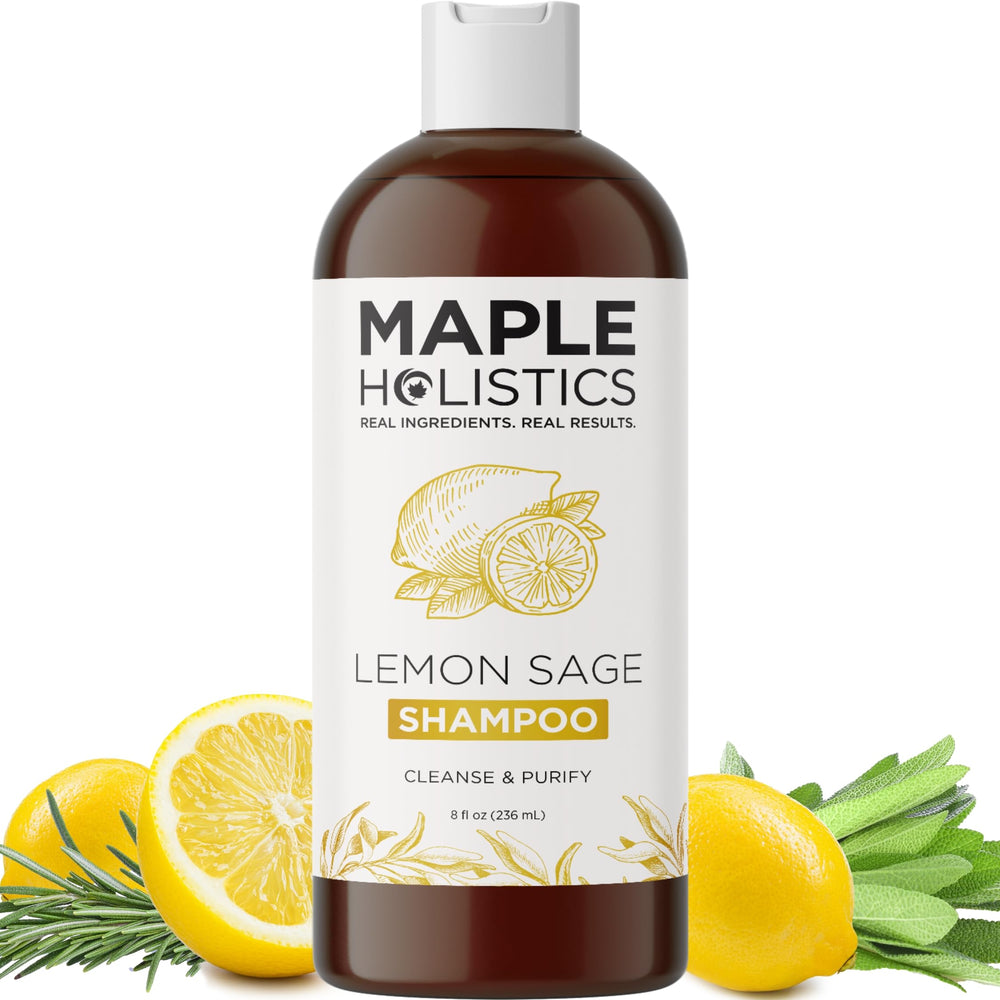 Maple Holistics sulfate-free shampoo lemon sage bottle pour for easy, gentle cleansing