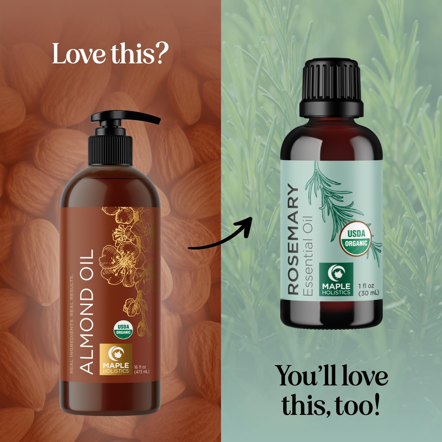 Maple Holistics Sweet Almond Oil hair-treatment on damaged ends.