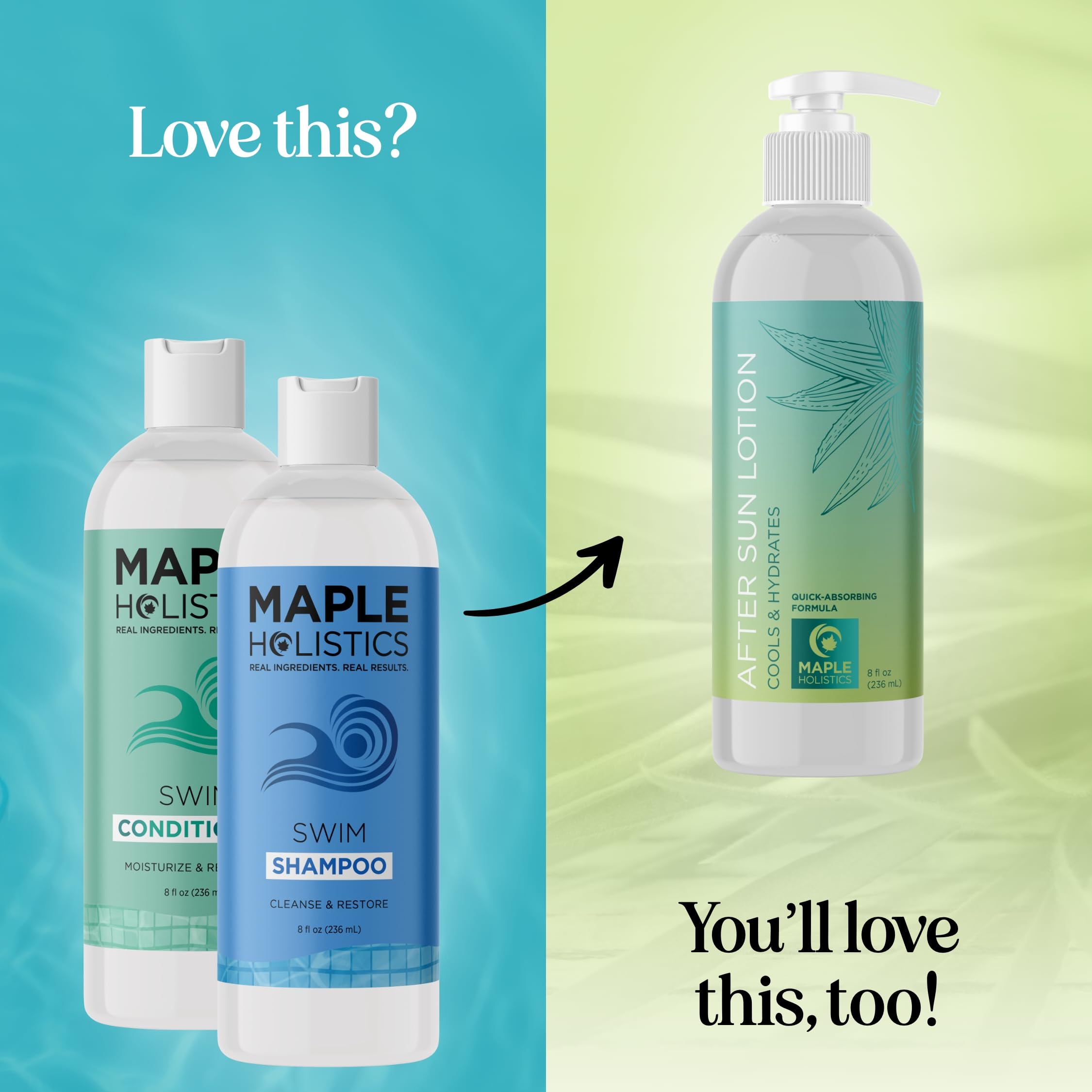 Maple Holistics swim hair care kit on counter ready for pool season