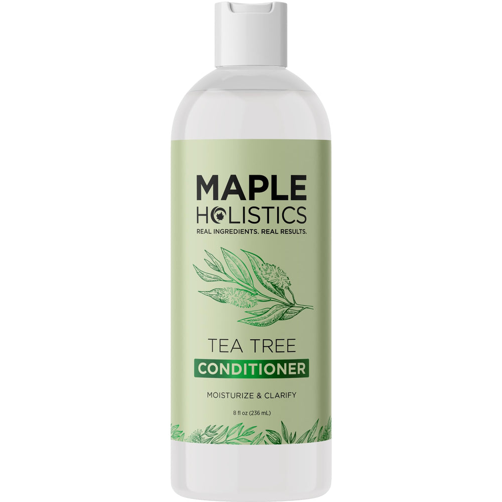 Maple Holistics Tea Tree Conditioner bathroom scene reflects daily care routine