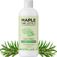 Maple Holistics Tea Tree Conditioner bottle shows sulfate-free hydration for dry hair