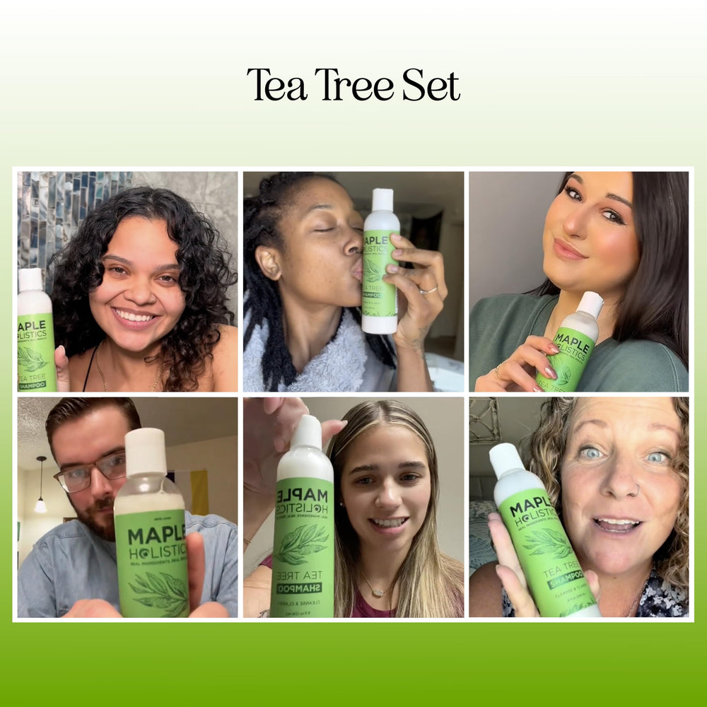 Maple Holistics tea tree conditioner dispense enables easy daily application for balanced scalp