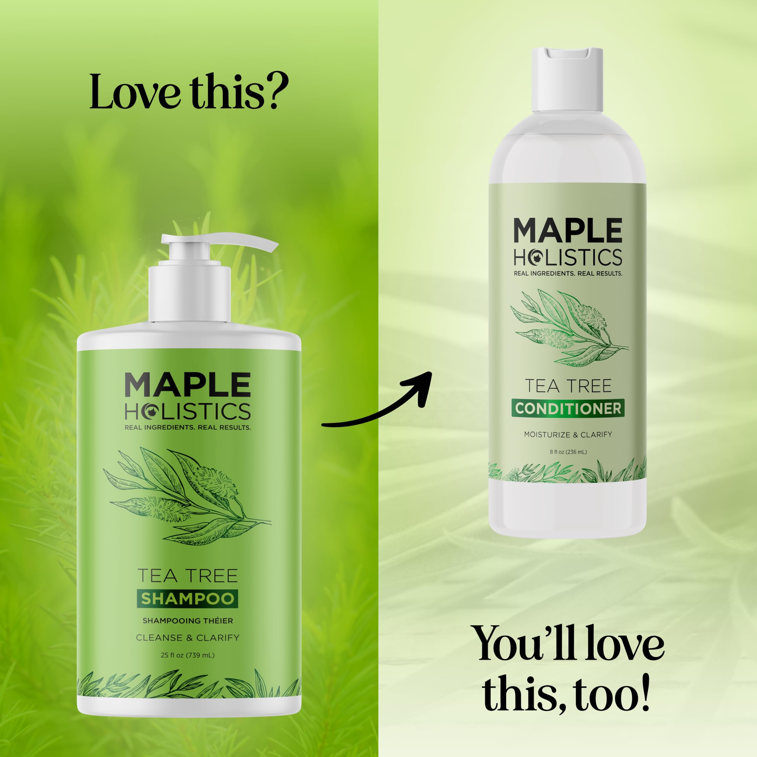 Maple Holistics Tea Tree Oil Shampoo dandruff care scenario.