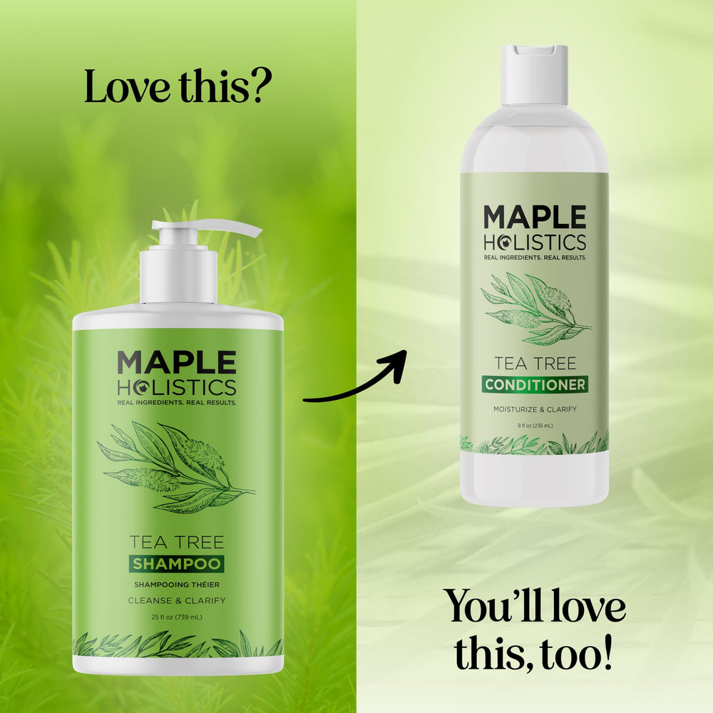 Maple Holistics Tea Tree Oil Shampoo dandruff care scenario.
