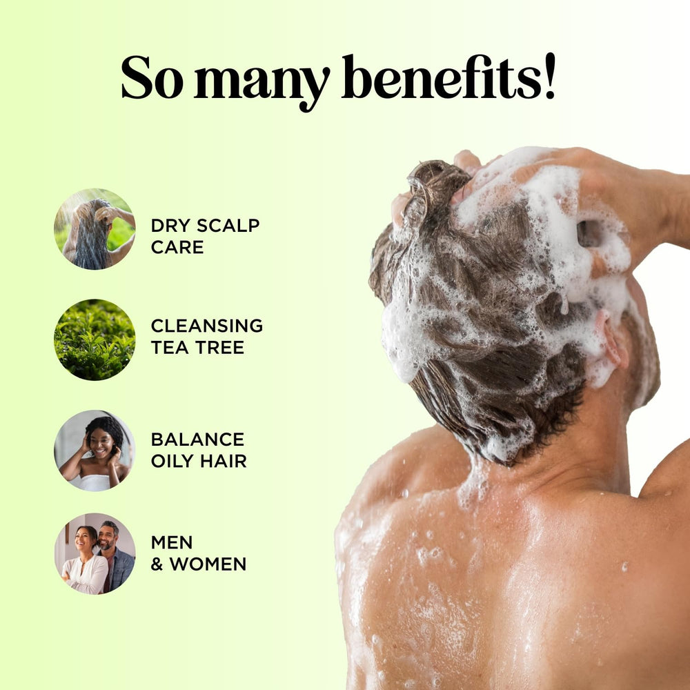 Maple Holistics Tea Tree Shampoo foamy lather demonstrates buildup removal and deeper cleansing