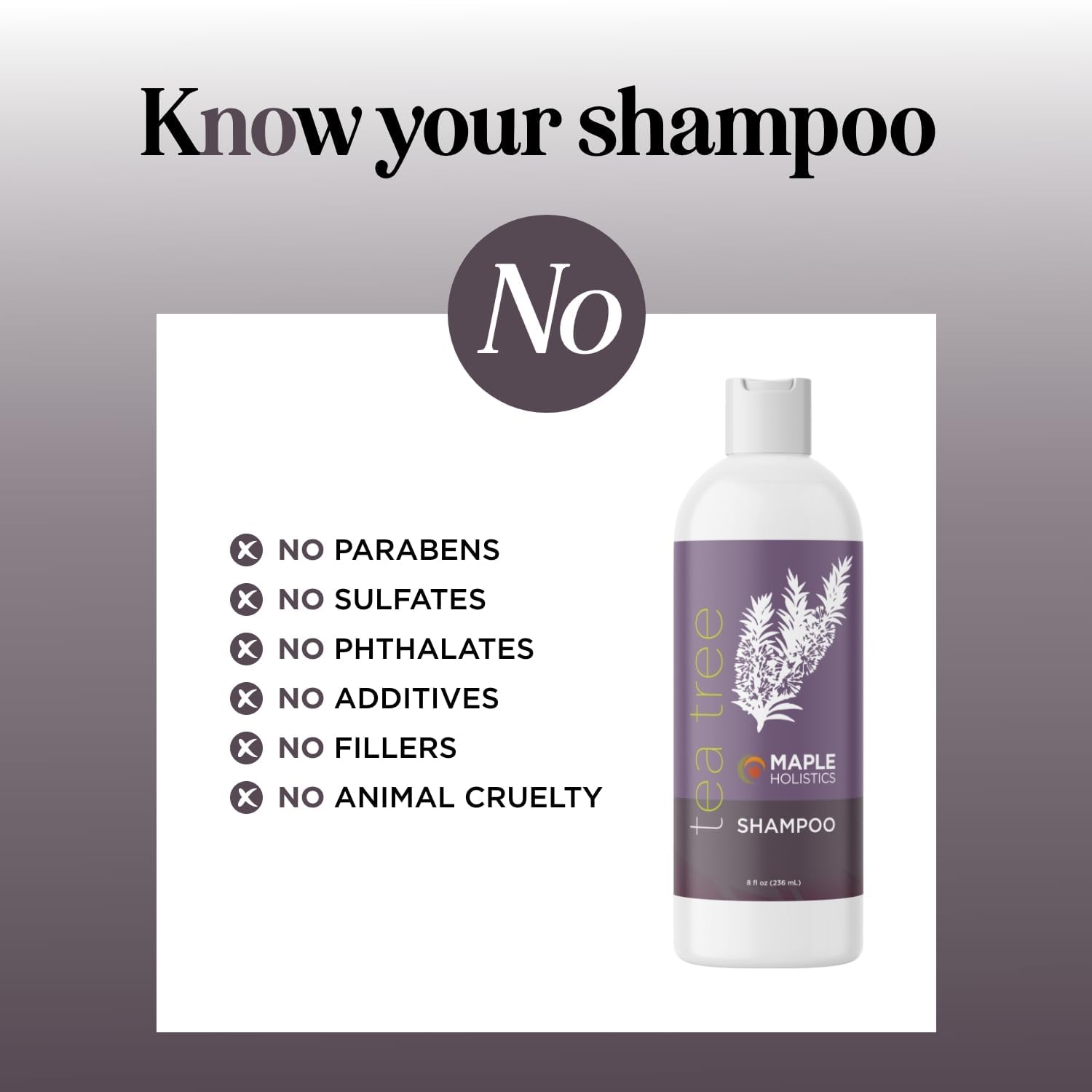 Maple Holistics Tea Tree Shampoo tea tree oil drops evoke a refreshing aromatherapy mood.