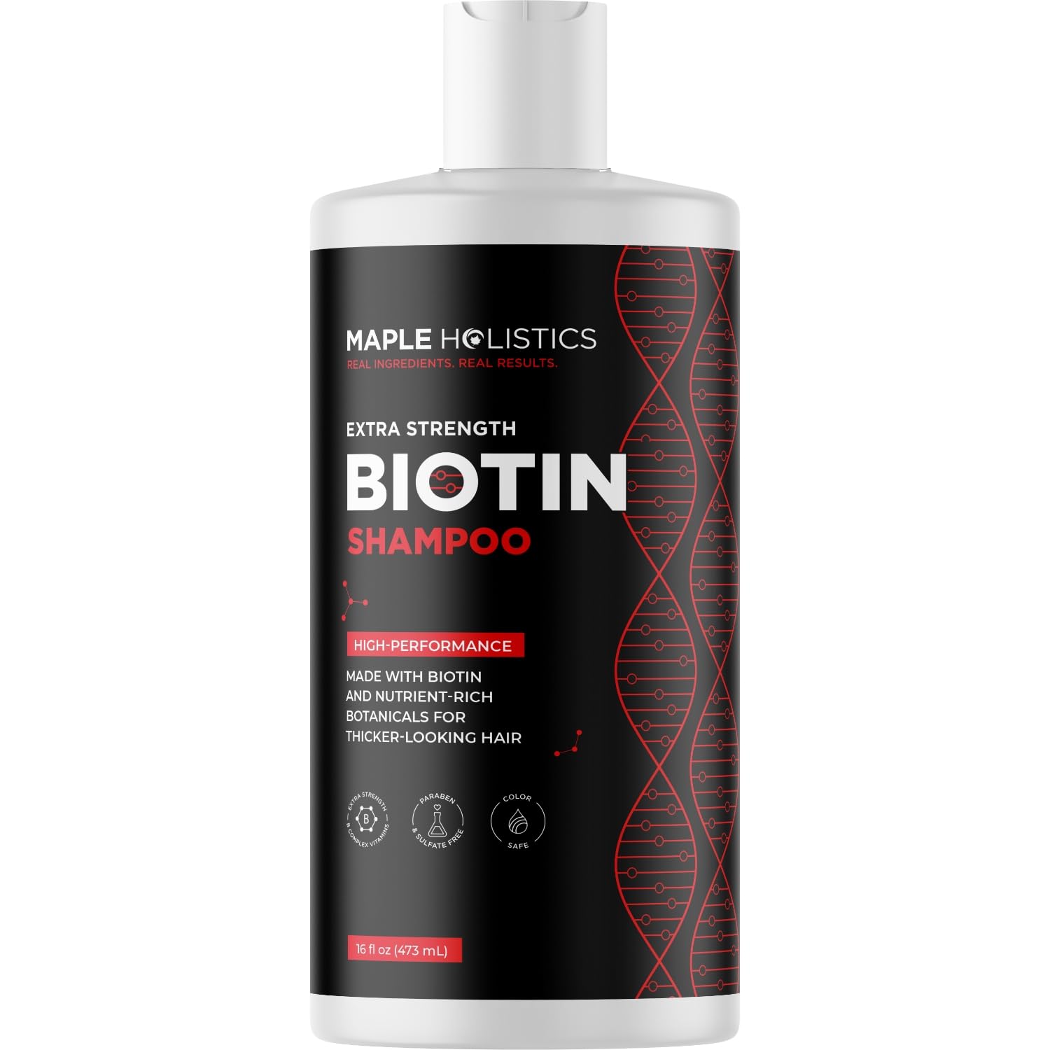 Maple Holistics Ultra Biotin Shampoo after-use shine on hair